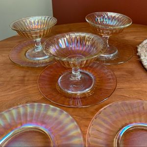 Imperial Glass Iridescent Sherbets and Underplates